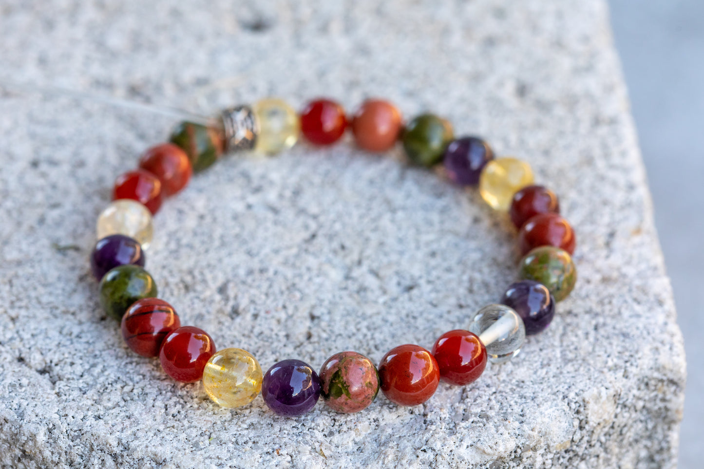 Aries Zodiac Gemstone Crystal Bracelet