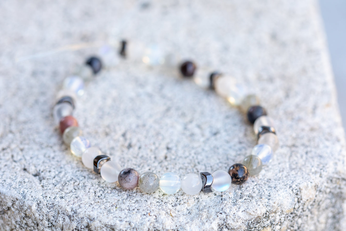 Cancer Zodiac Gemstone Crystal Bracelet