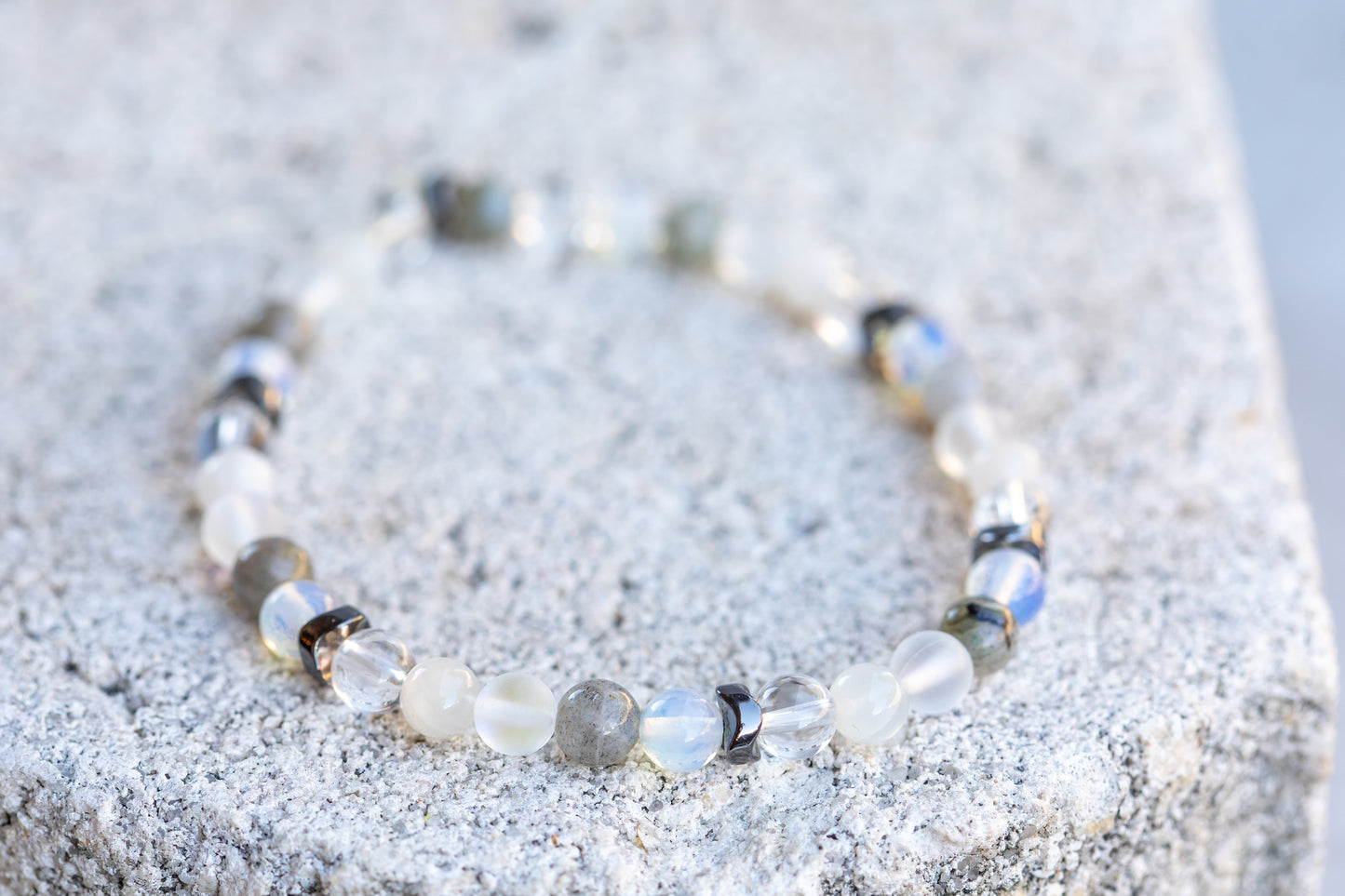 Cancer Zodiac Gemstone Crystal Bracelet
