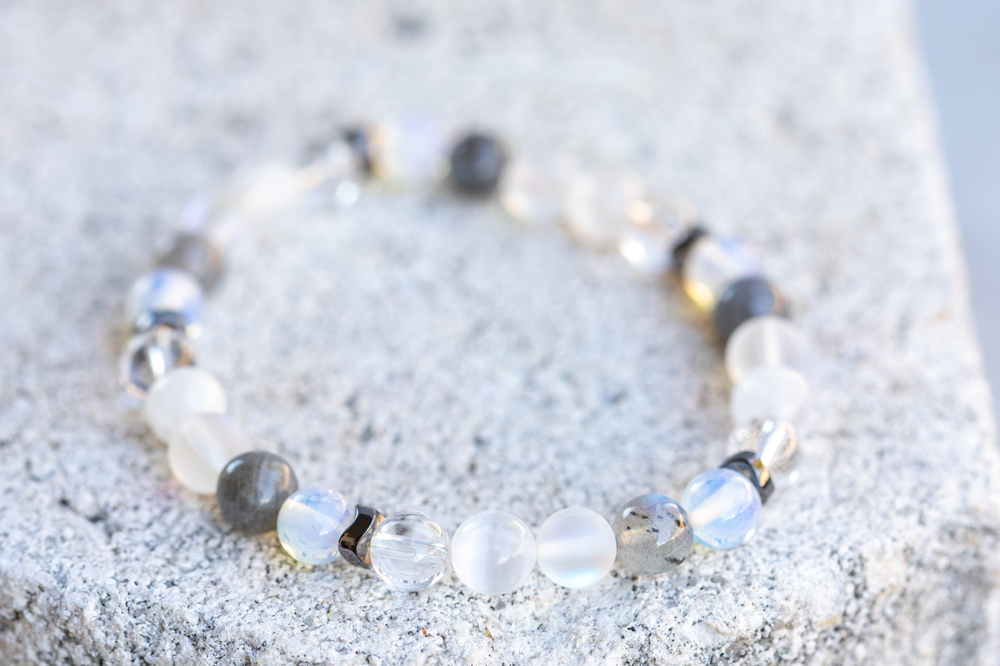 Cancer Zodiac Gemstone Crystal Bracelet