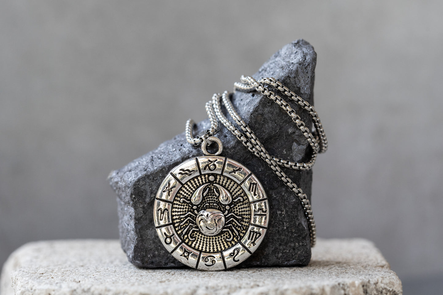 Zodiac Silver Pendant Necklace or Keychain