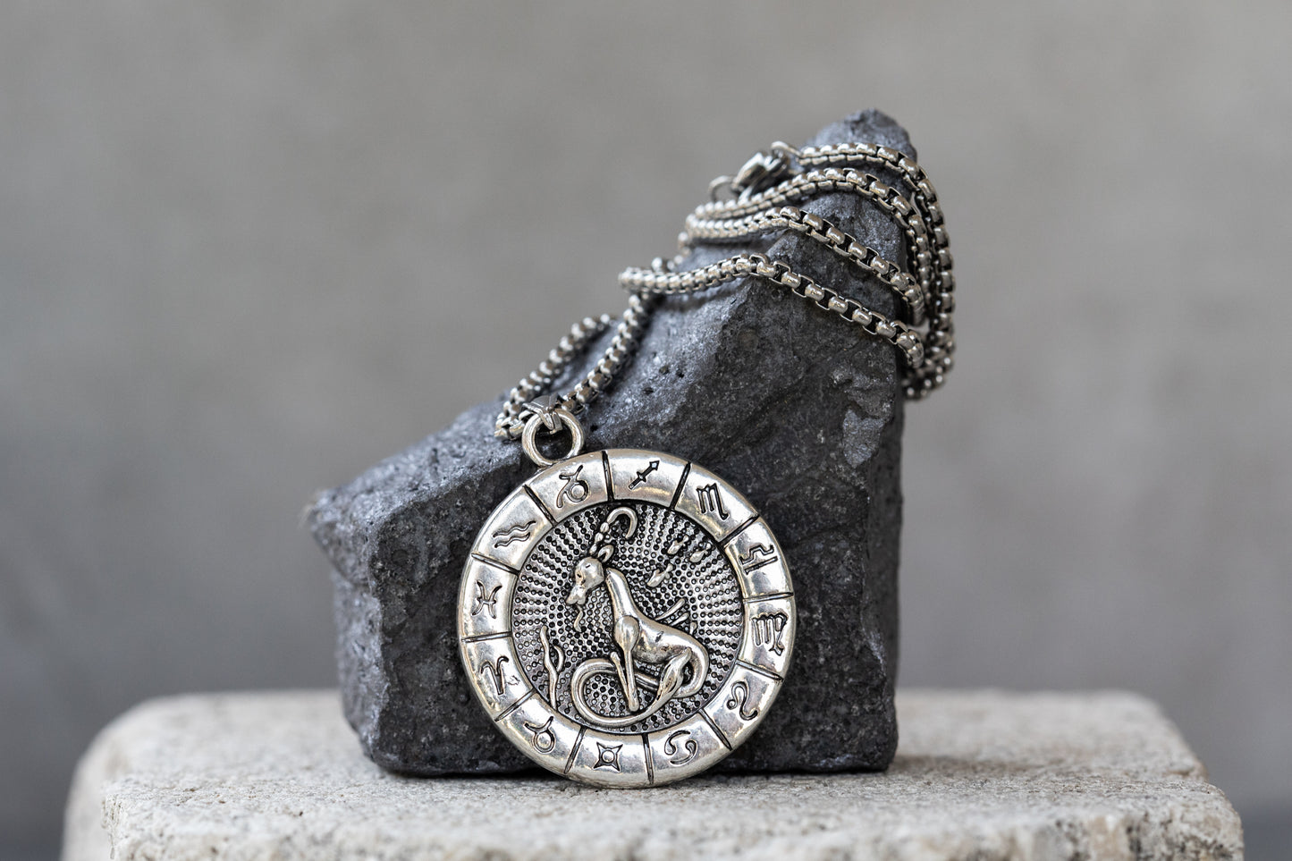 Zodiac Silver Pendant Necklace or Keychain