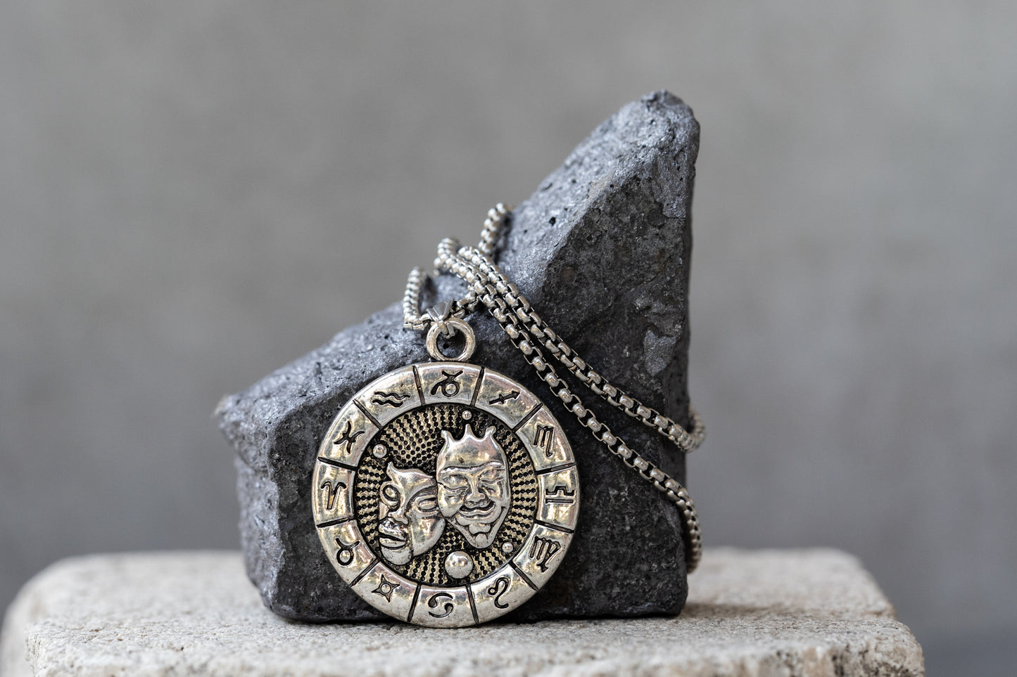 Zodiac Silver Pendant Necklace or Keychain
