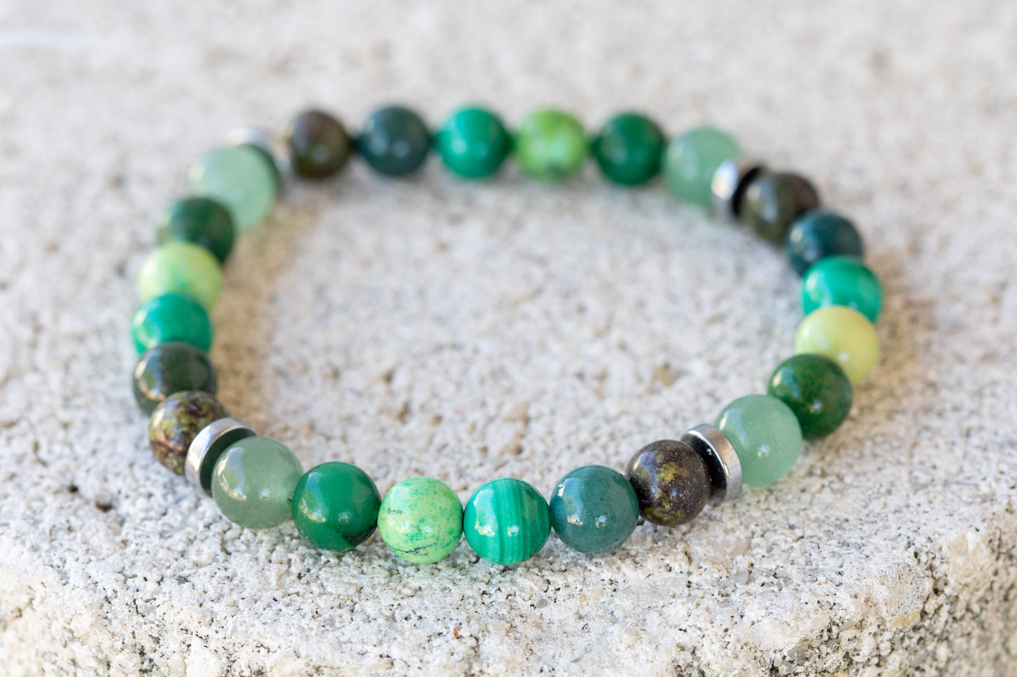 Green Gemstone Crystal Bracelet