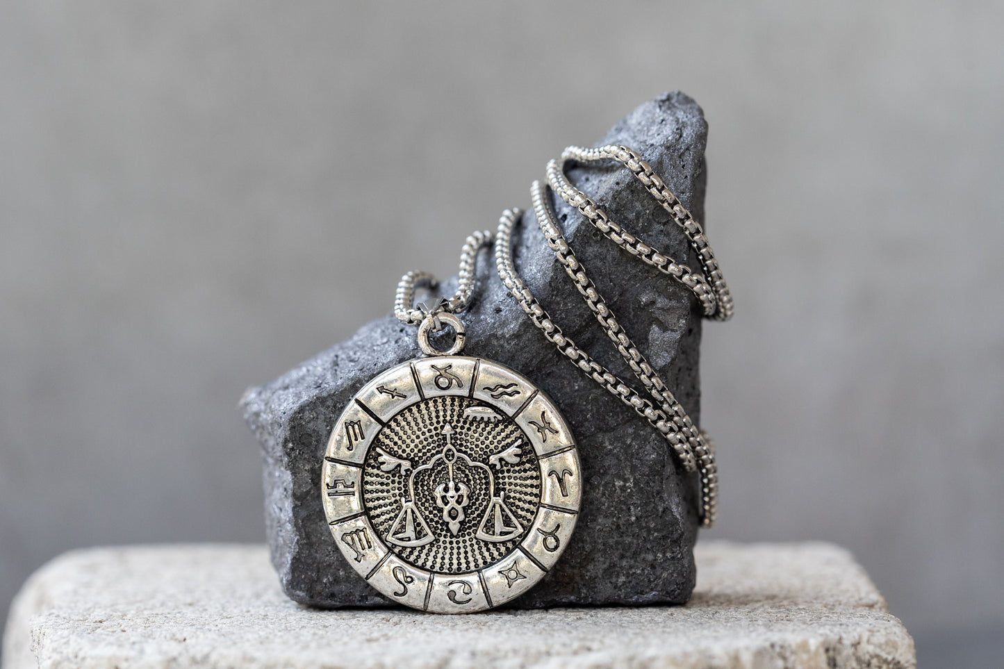 Zodiac Silver Pendant Necklace or Keychain