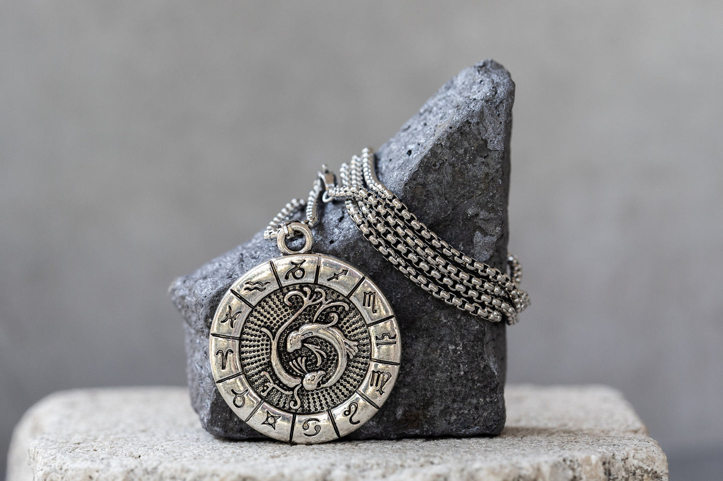 Zodiac Silver Pendant Necklace or Keychain