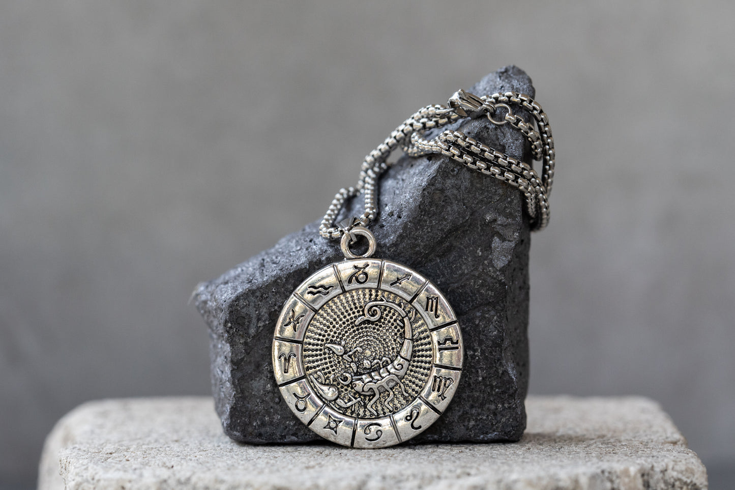 Zodiac Silver Pendant Necklace or Keychain