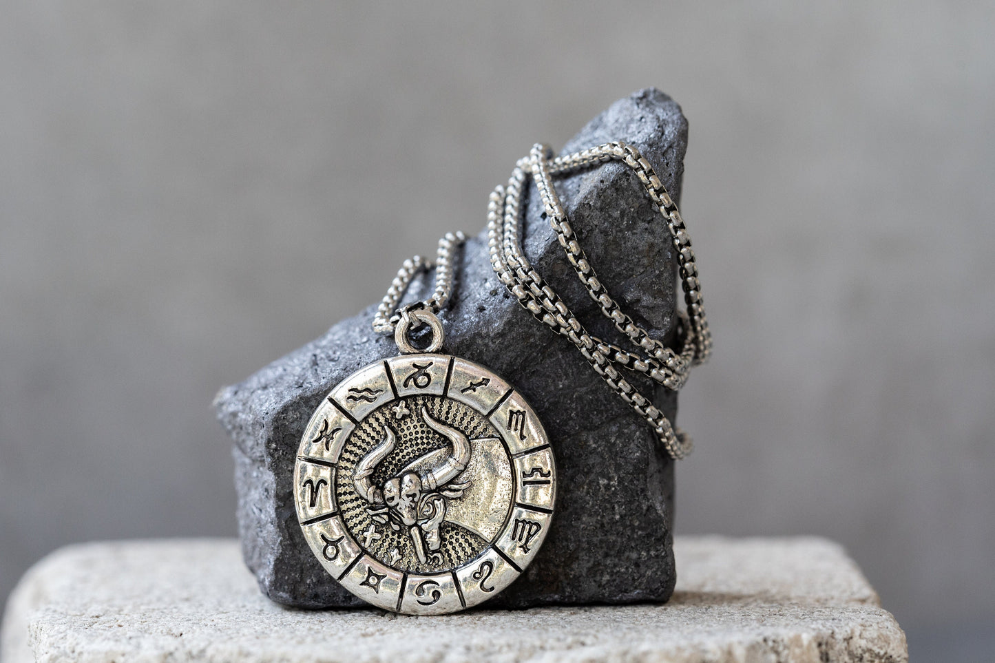 Zodiac Silver Pendant Necklace or Keychain