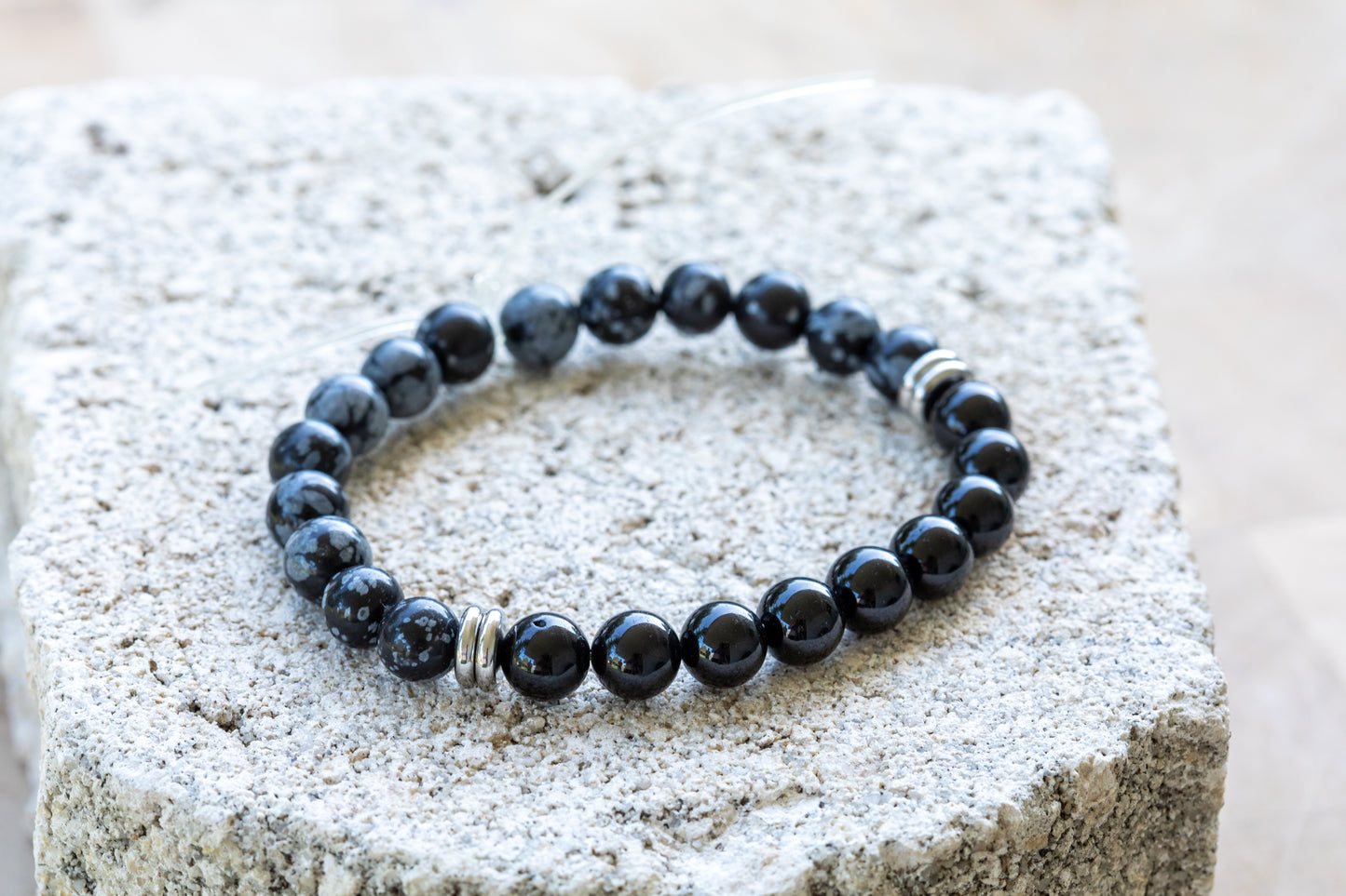 Black, Watermelon, Rainbow Tourmaline Gemstone Crystal Bracelet