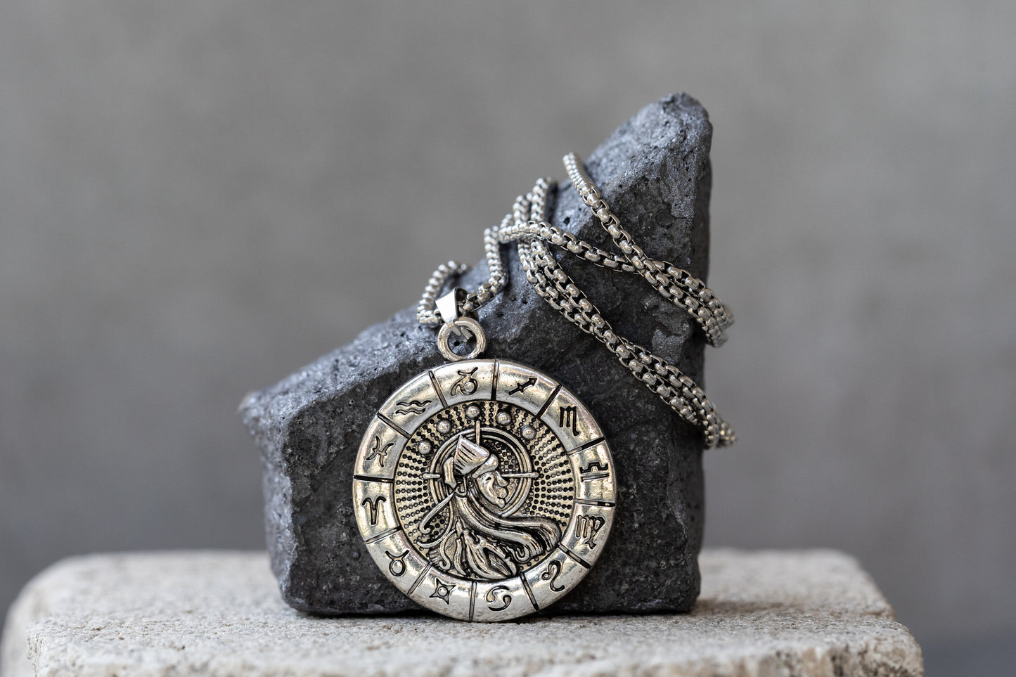 Zodiac Silver Pendant Necklace or Keychain