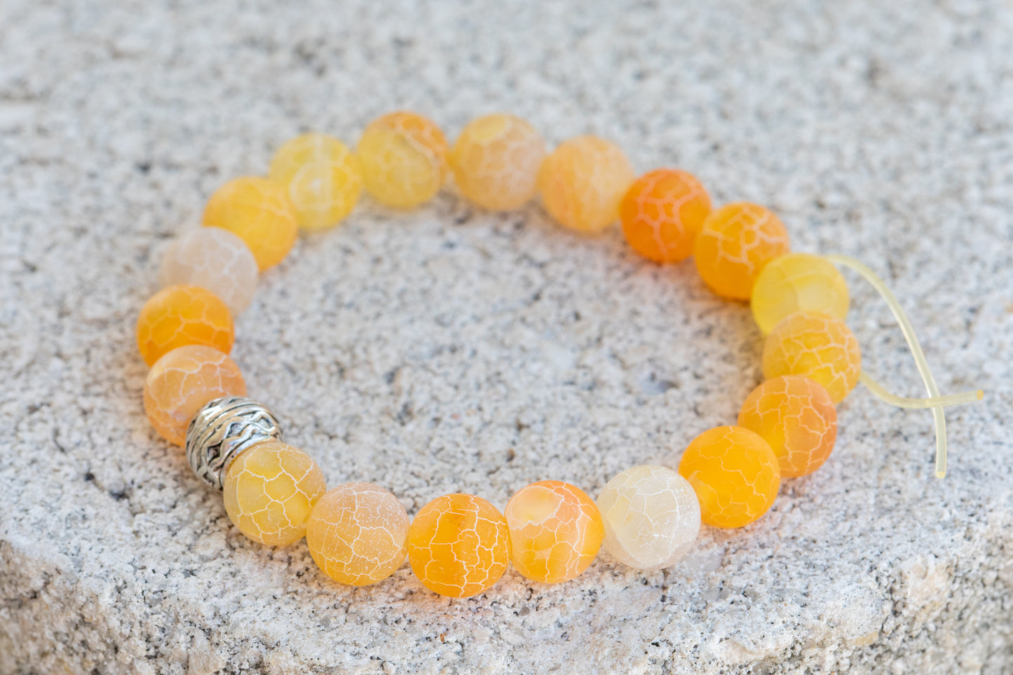 White, Yellow & Purple Agate Gemstone Crystal Bracelet
