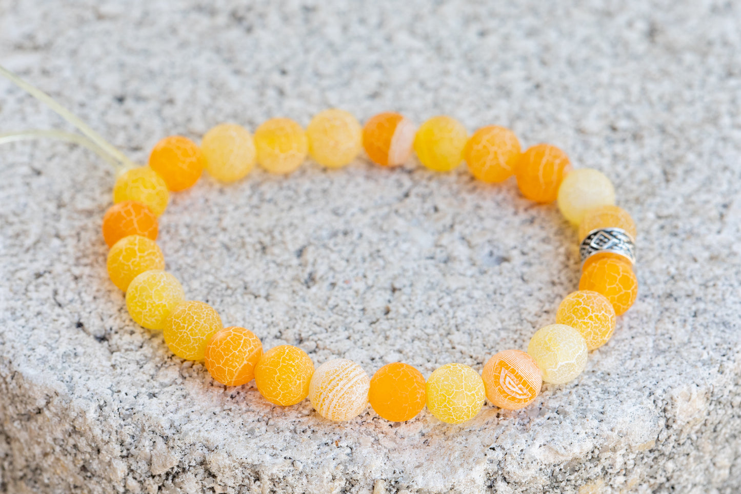 White, Yellow & Purple Agate Gemstone Crystal Bracelet