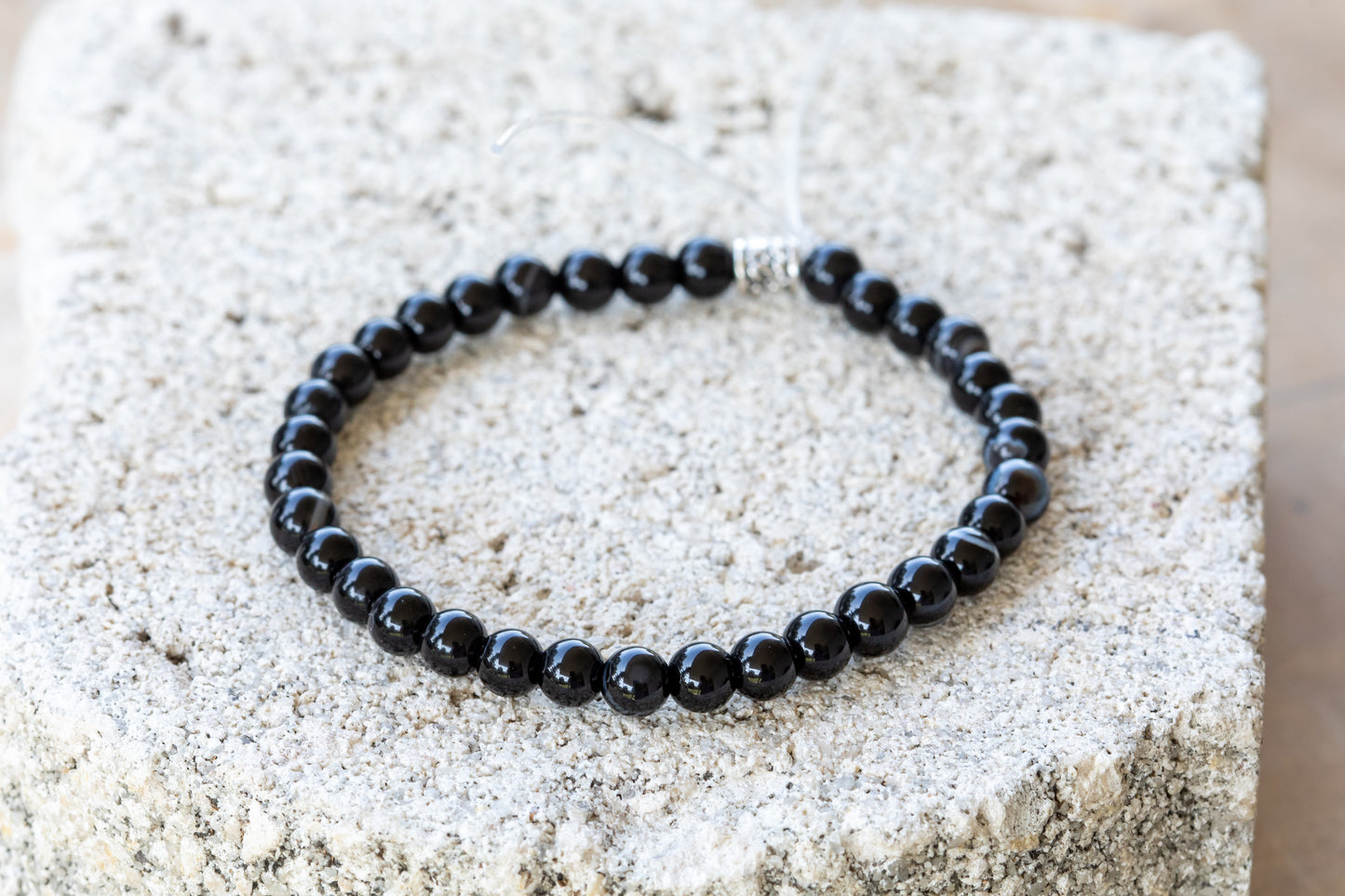 Agate: Black, White, Gray Gemstone Crystal Bracelet