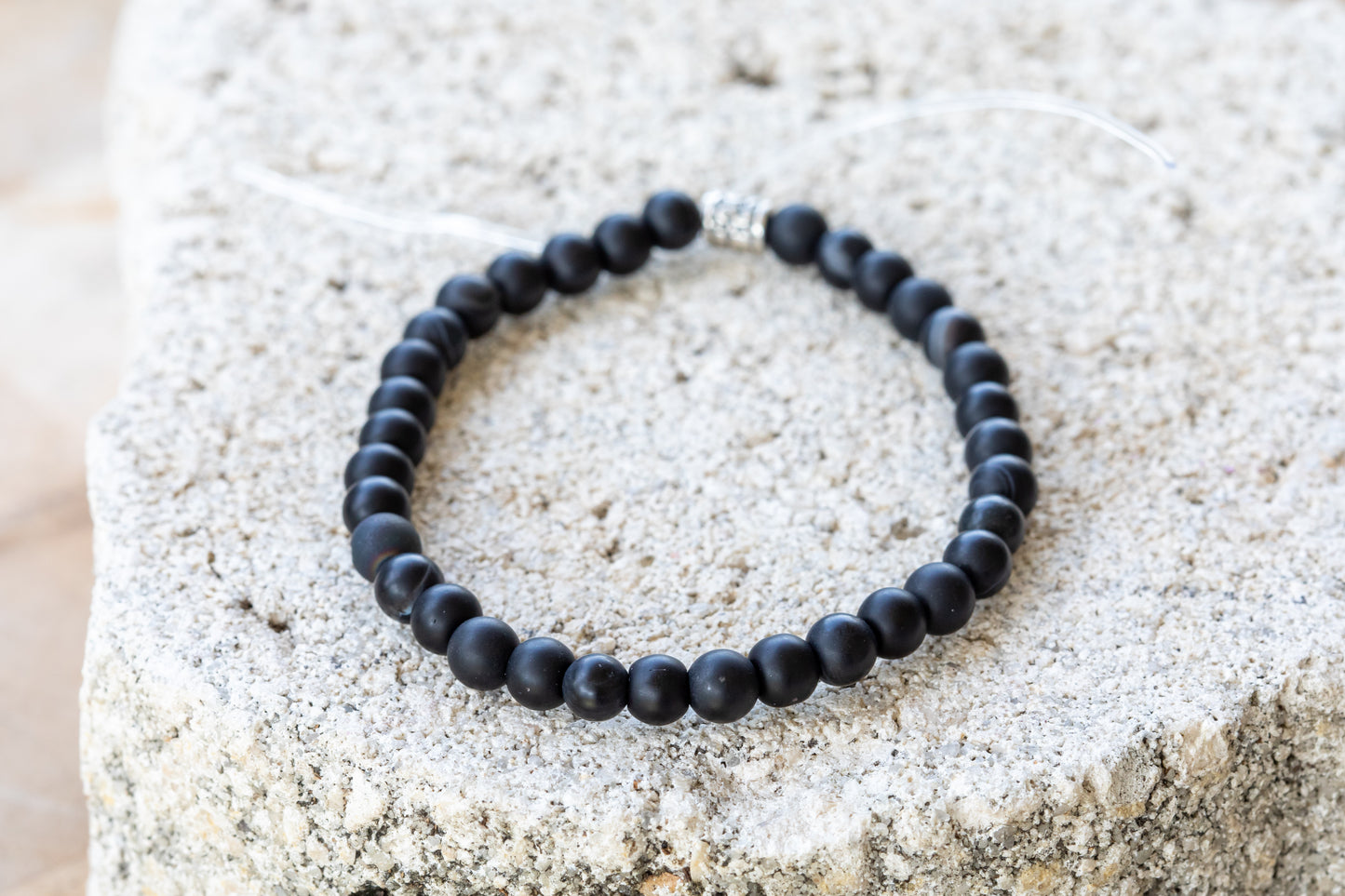 Agate: Black, White, Gray Gemstone Crystal Bracelet