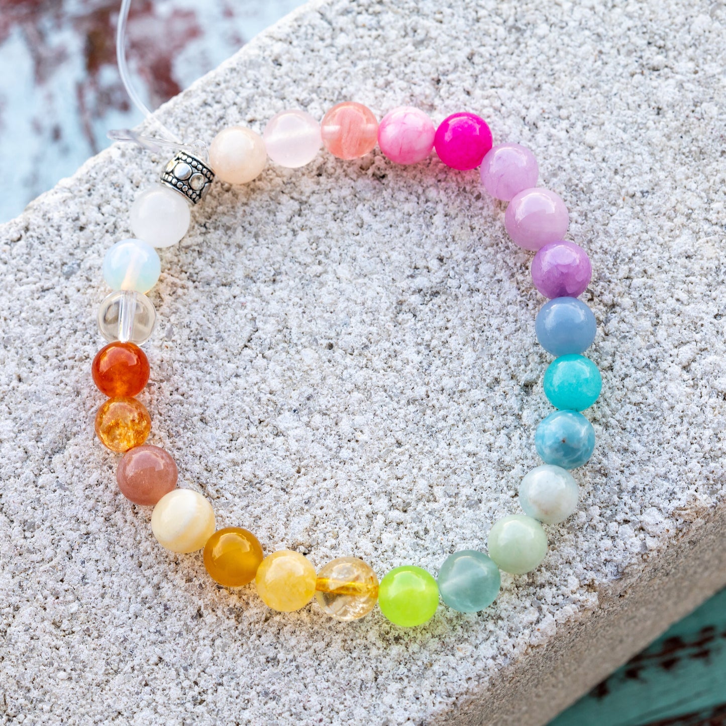 Rainbow Colorful Quartz Gemstone Crystal Bracelet