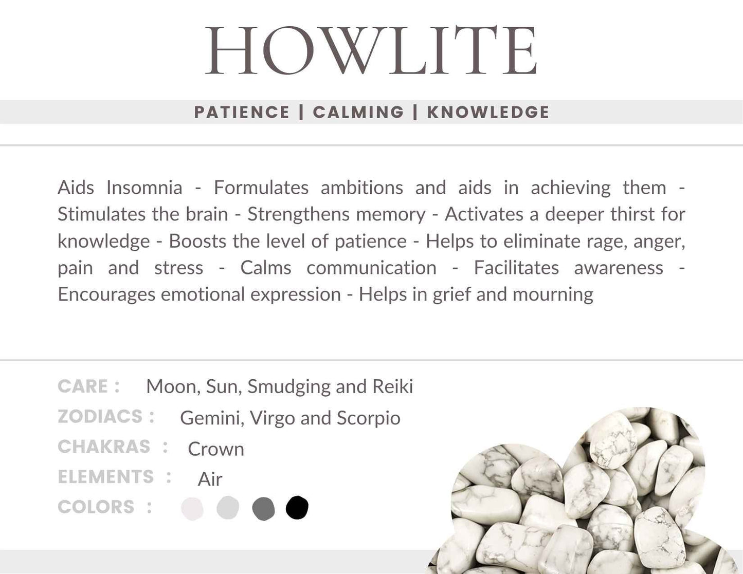 White Howlite Mix Gemstone Crystal Bracelet