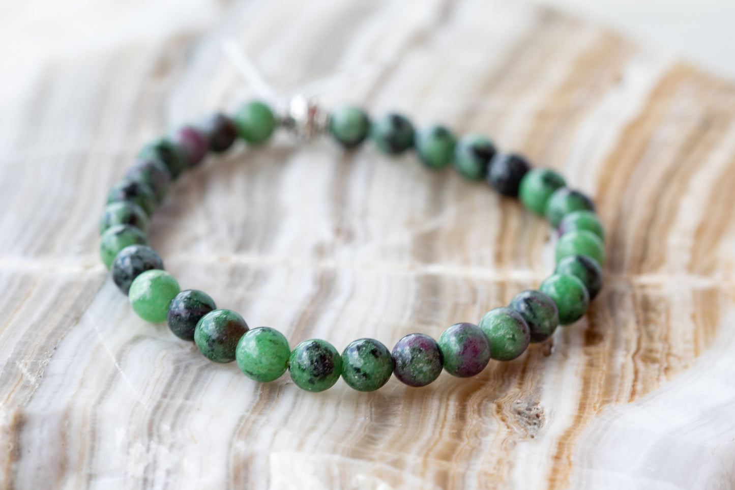 Ruby Zoisite Gemstone Crystal Bracelet