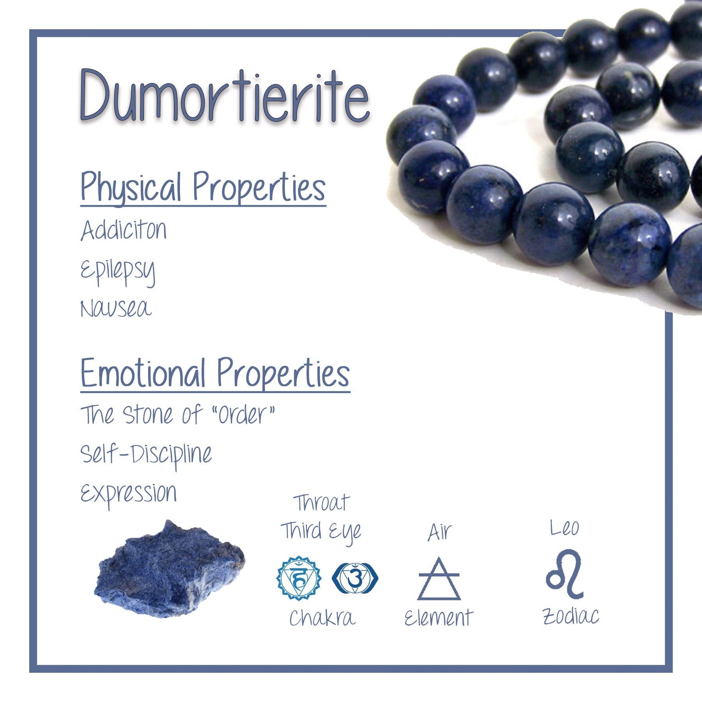 Dumortierite Gemstone Crystal Bracelet