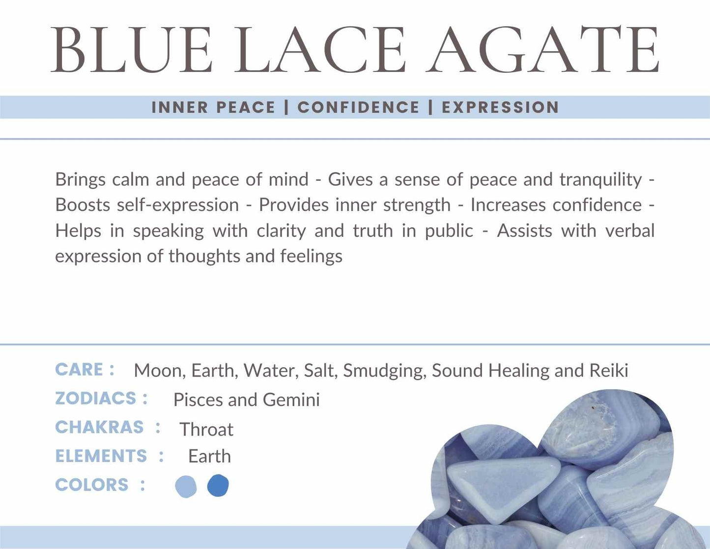 Blue Lace Agate Gemstone Crystal Bracelet