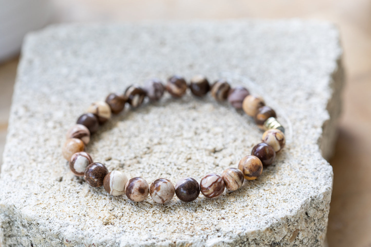 Zebra Jasper Gemstone Crystal Bracelet
