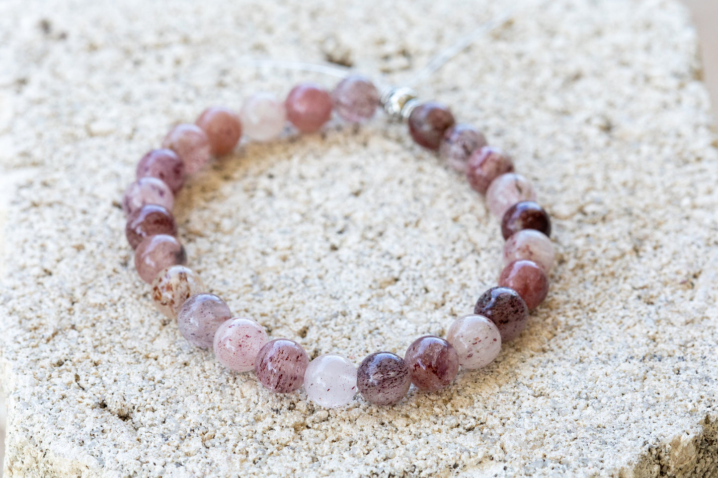 Strawberry Quartz Gemstone Crystal Bracelet