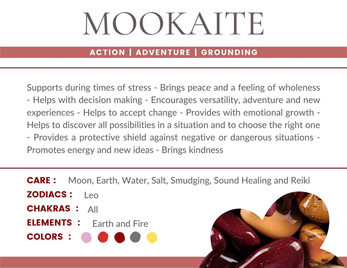 Mookaite Jasper Gemstone Crystal Bracelet
