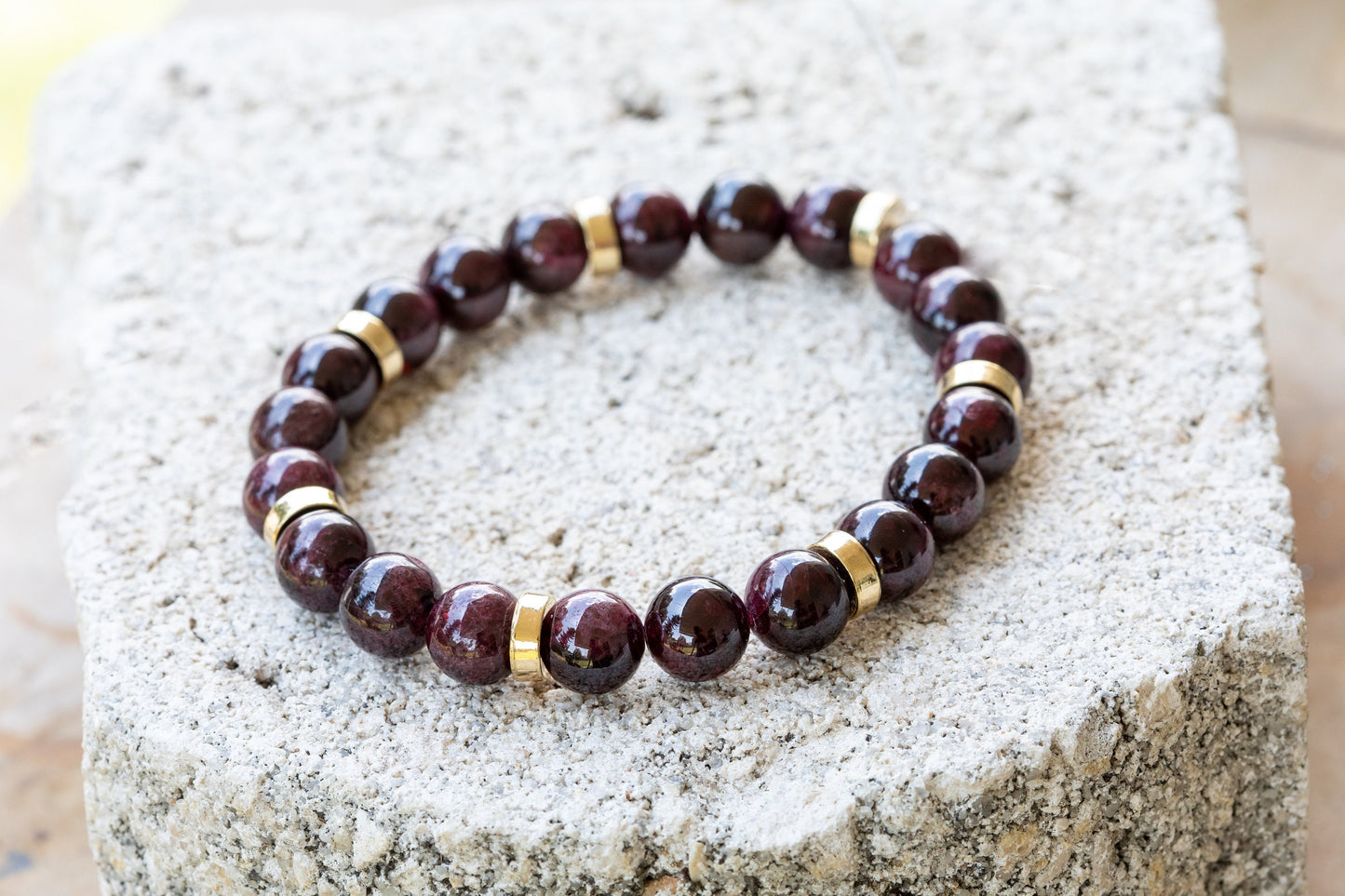 Garnet Gemstone Crystal Bracelet