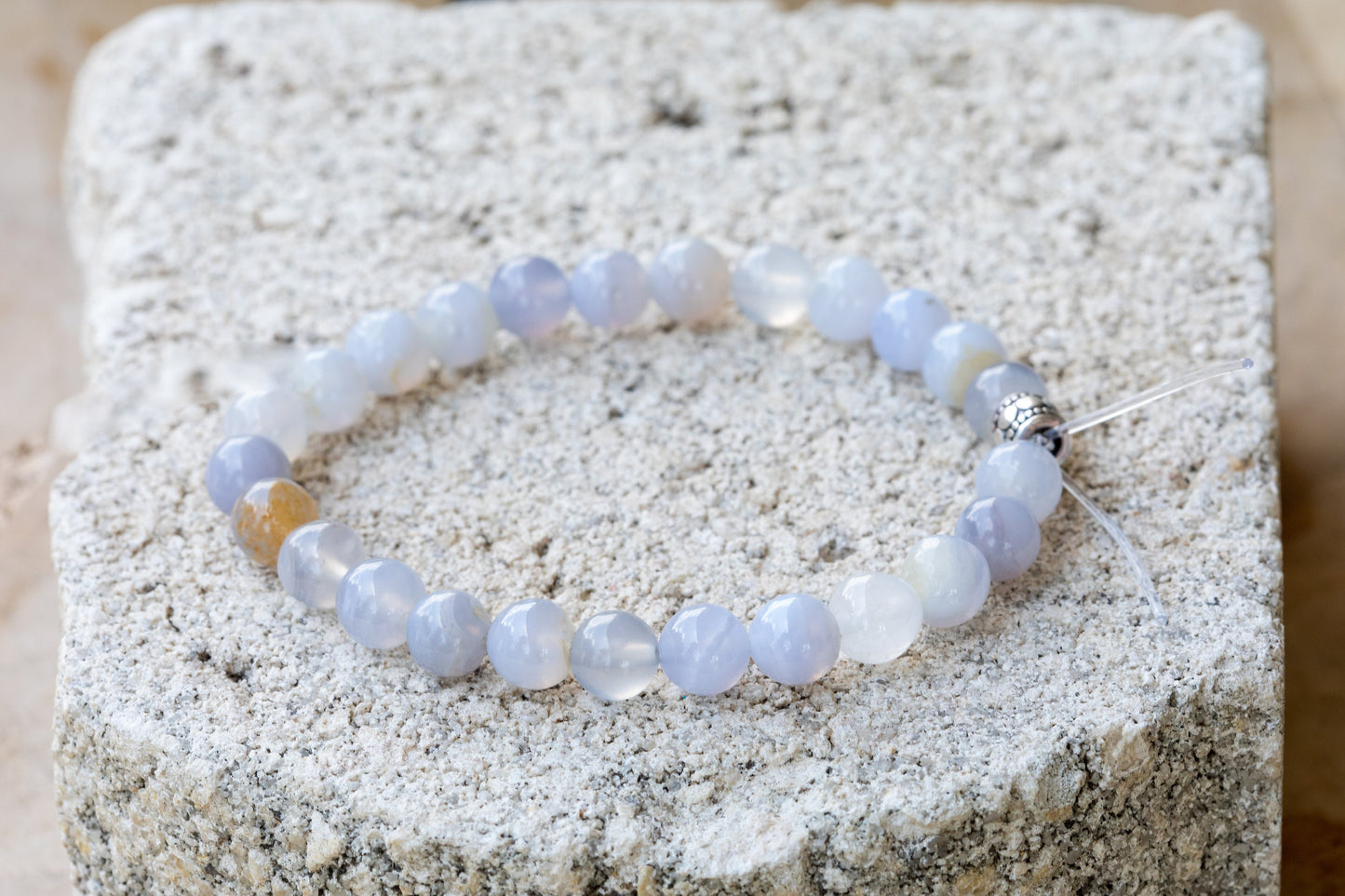 Blue Lace Agate Gemstone Crystal Bracelet