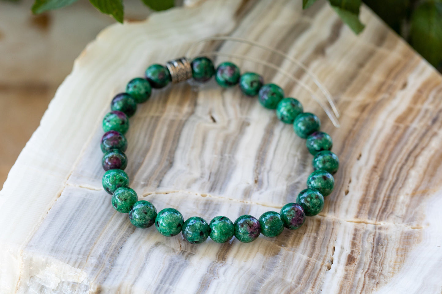 Ruby Zoisite Gemstone Crystal Bracelet