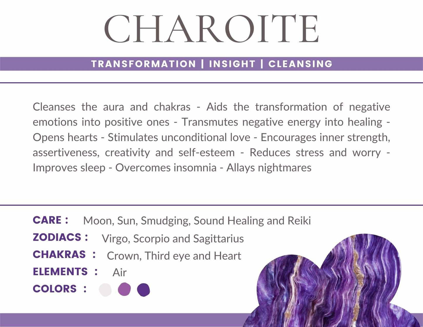 Charoite Gemstone Crystal Bracelet
