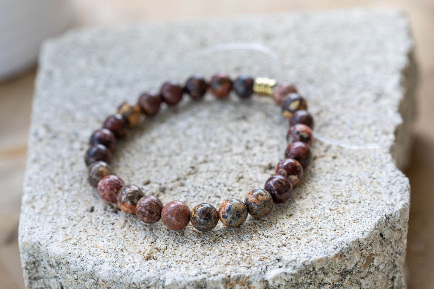 Leopard Jasper Gemstone Crystal Bracelet
