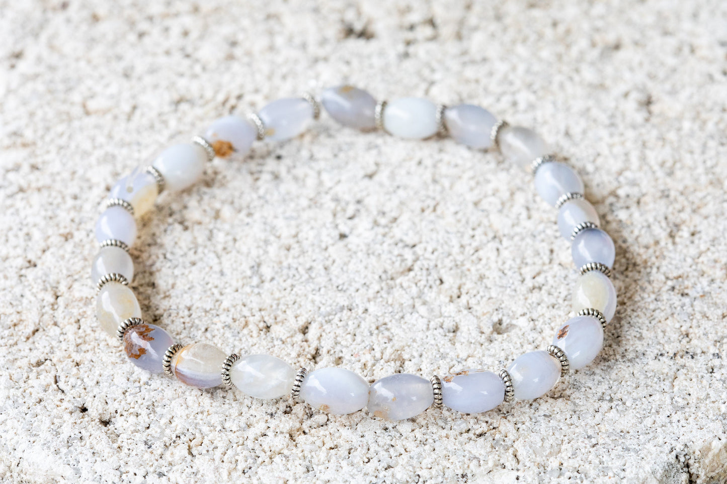 Blue Lace Agate Gemstone Crystal Bracelet