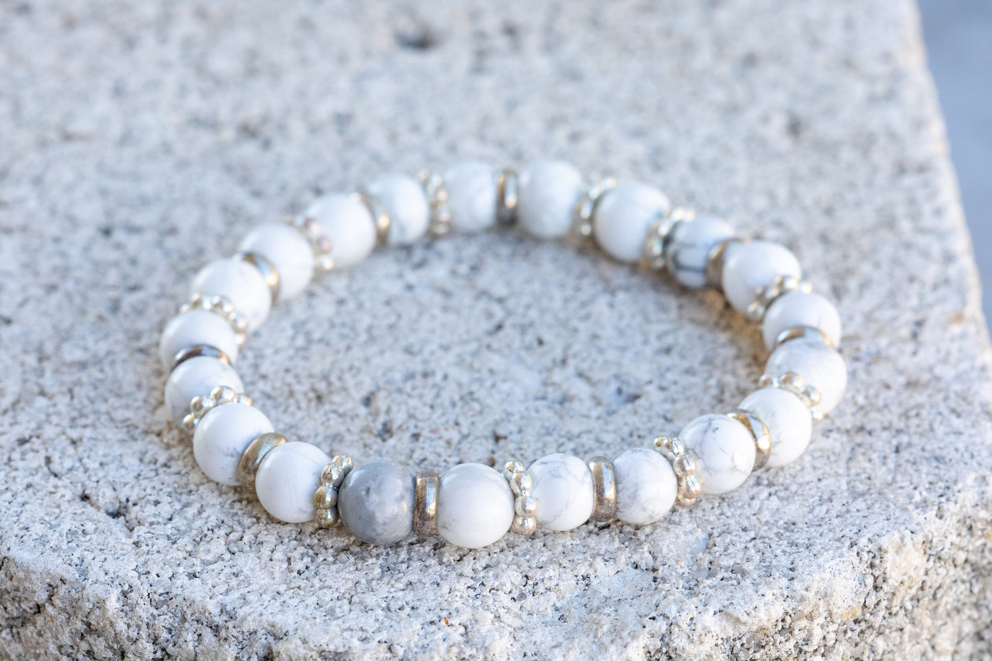 White Howlite Gemstone Crystal Bracelet