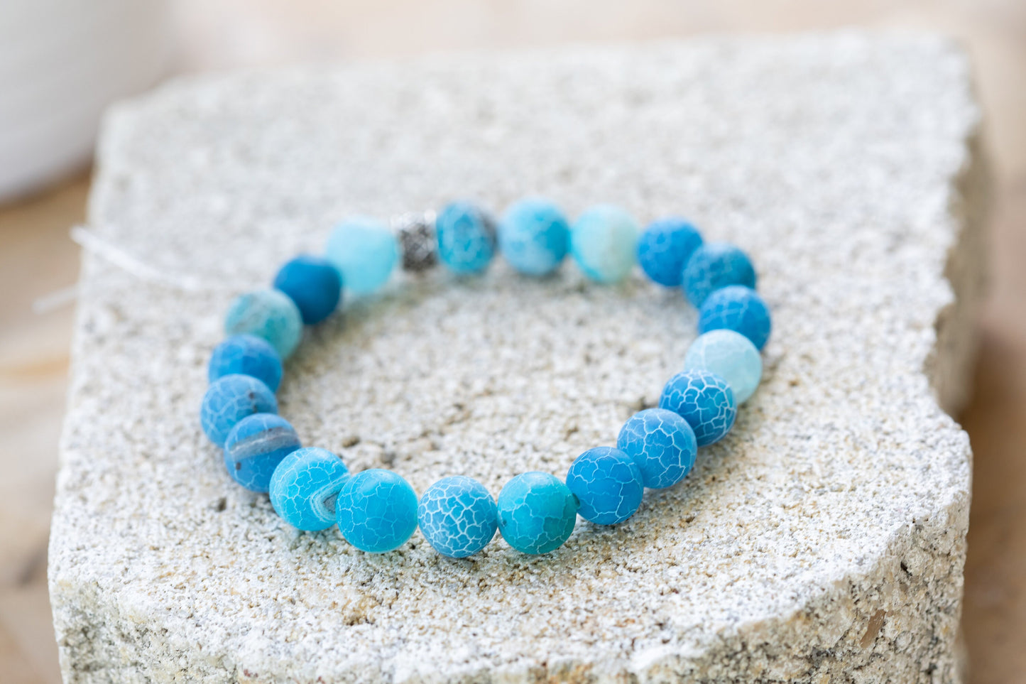 Blue Striped Agate Gemstone Crystal Bracelet