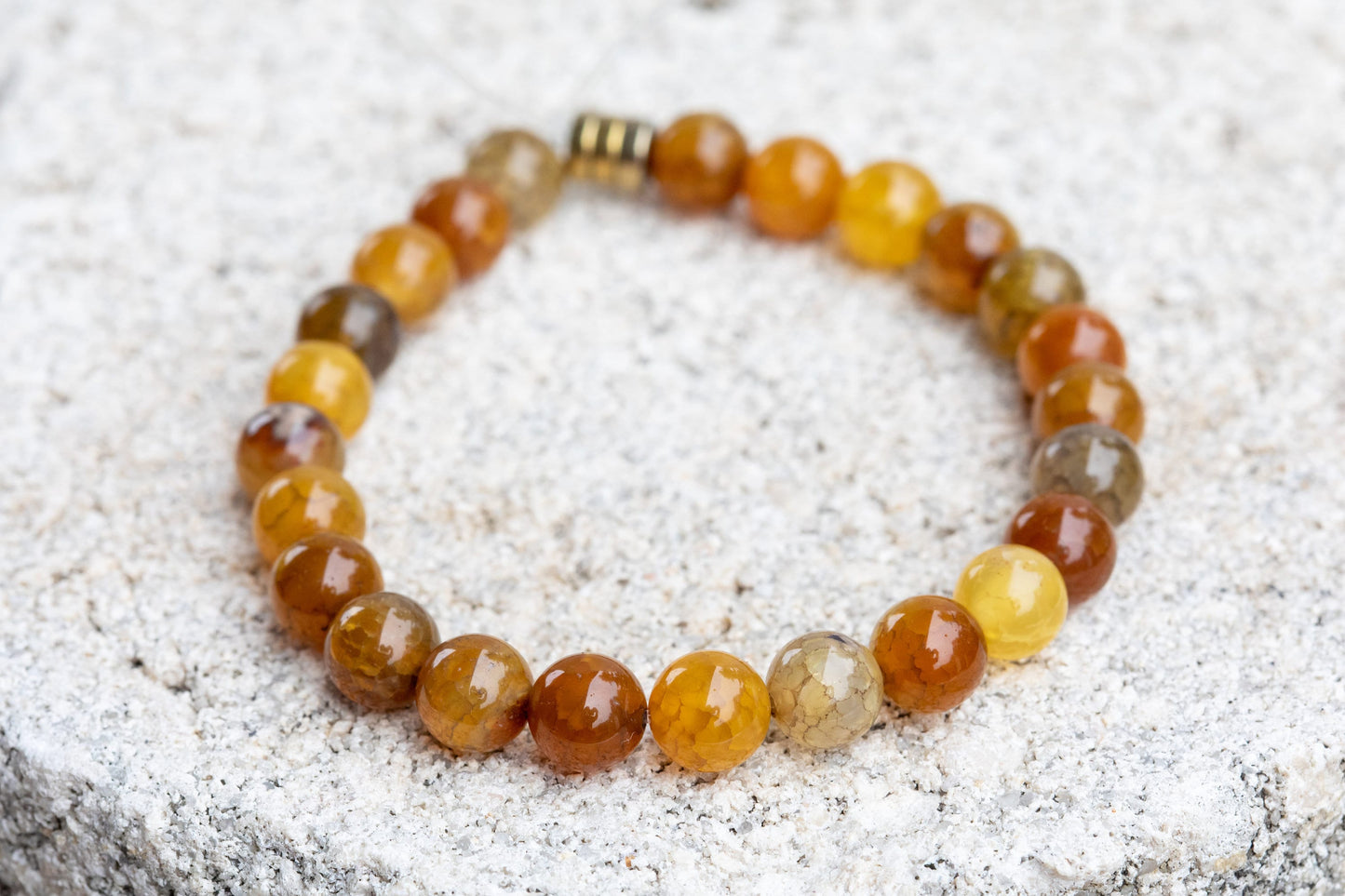 Blue & Yellow Fire Agate Gemstone Crystal Bracelet