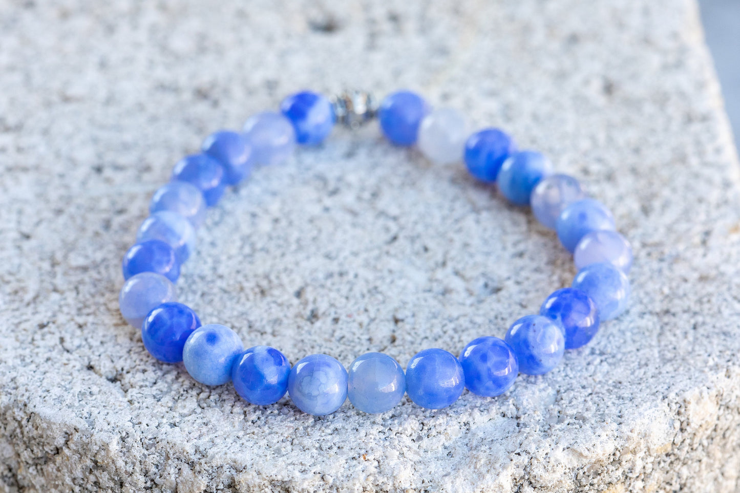 Blue & Yellow Fire Agate Gemstone Crystal Bracelet