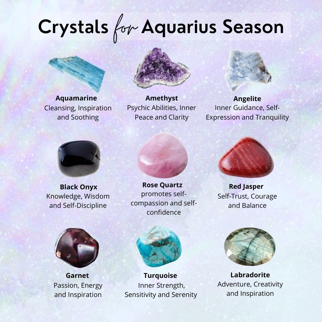 Aquarius Zodiac Gemstone Crystal Bracelet