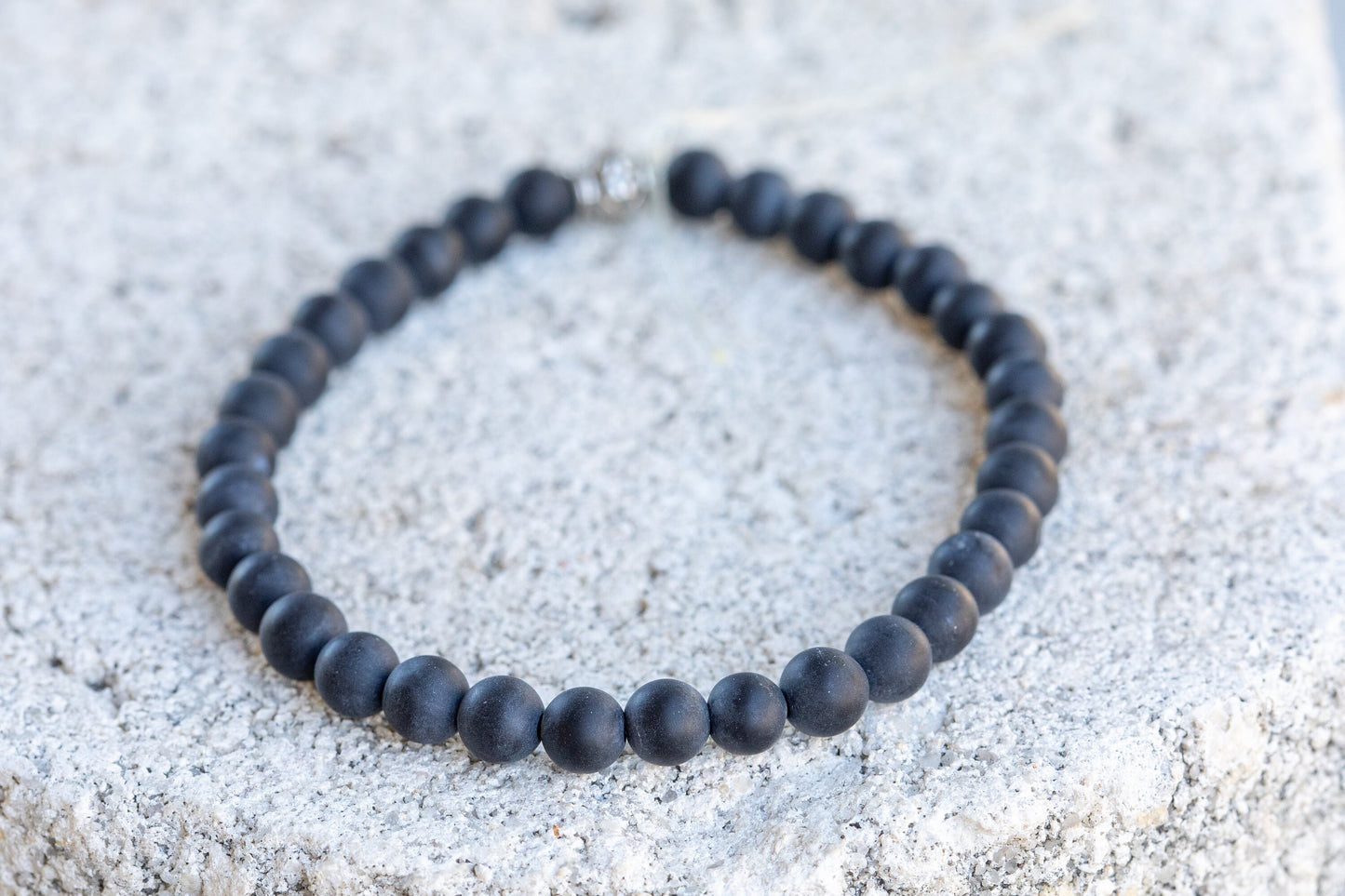 Matte Black Onyx Gemstone Crystal Bracelet