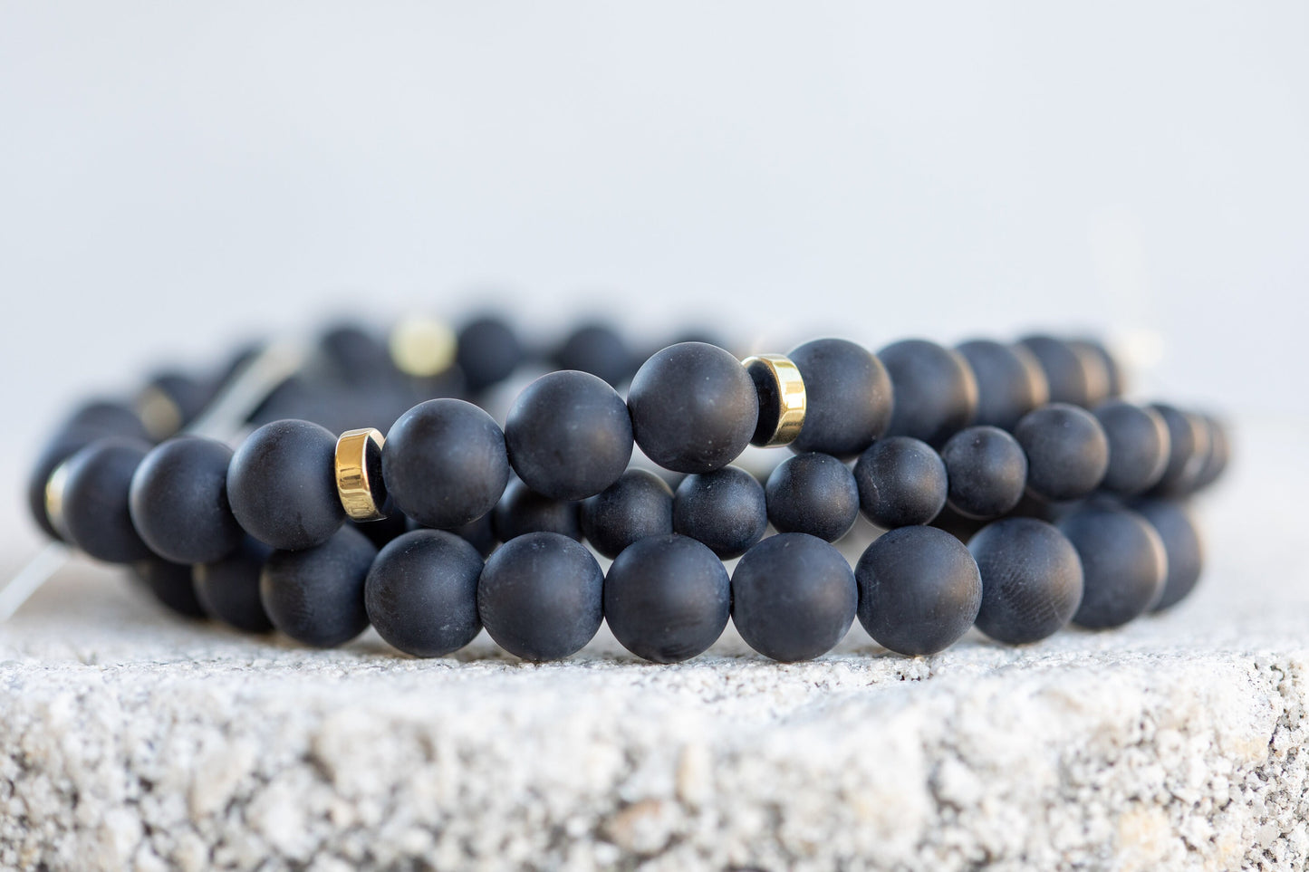 Matte Black Onyx Gemstone Crystal Bracelet