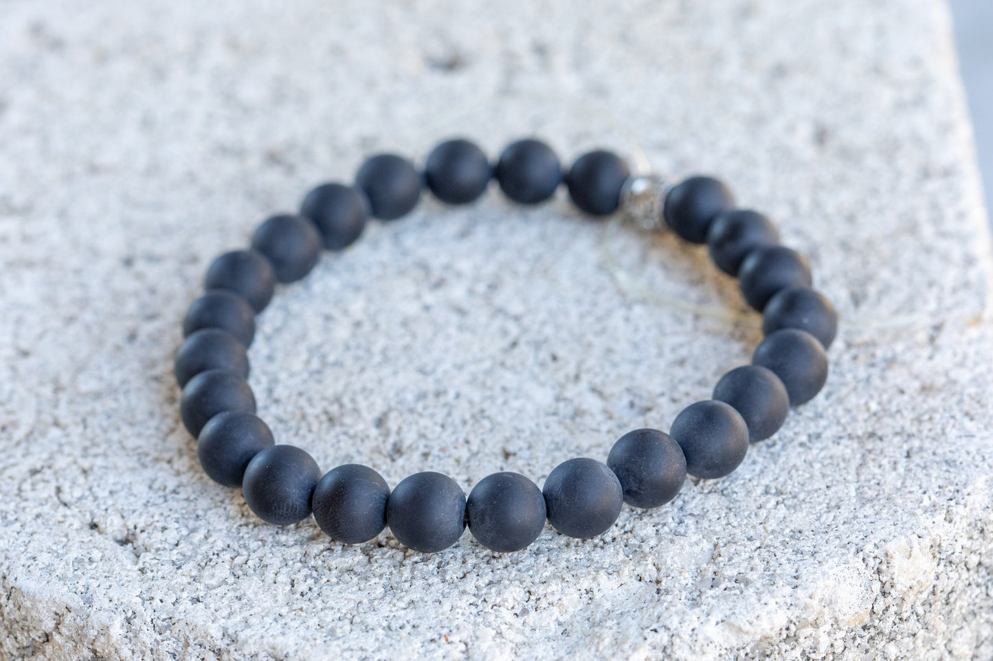 Matte Black Onyx Gemstone Crystal Bracelet