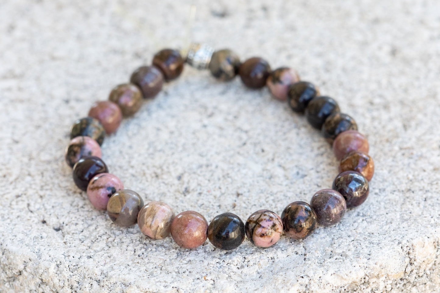 Rhodonite Gemstone Crystal Bracelets
