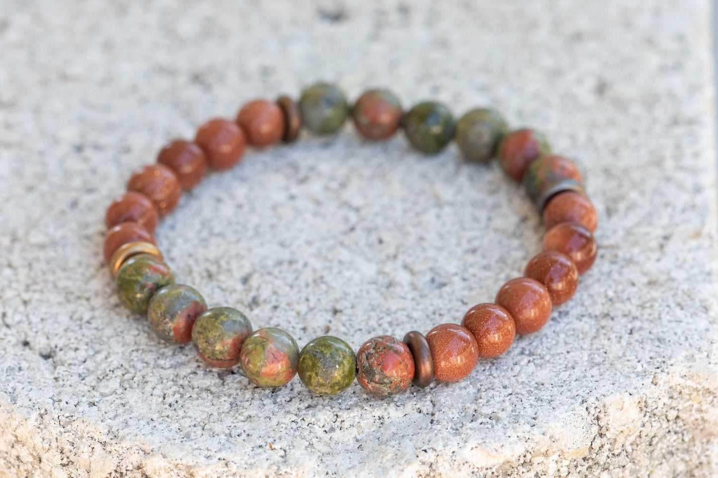 Unakite Gemstone Crystal Bracelet