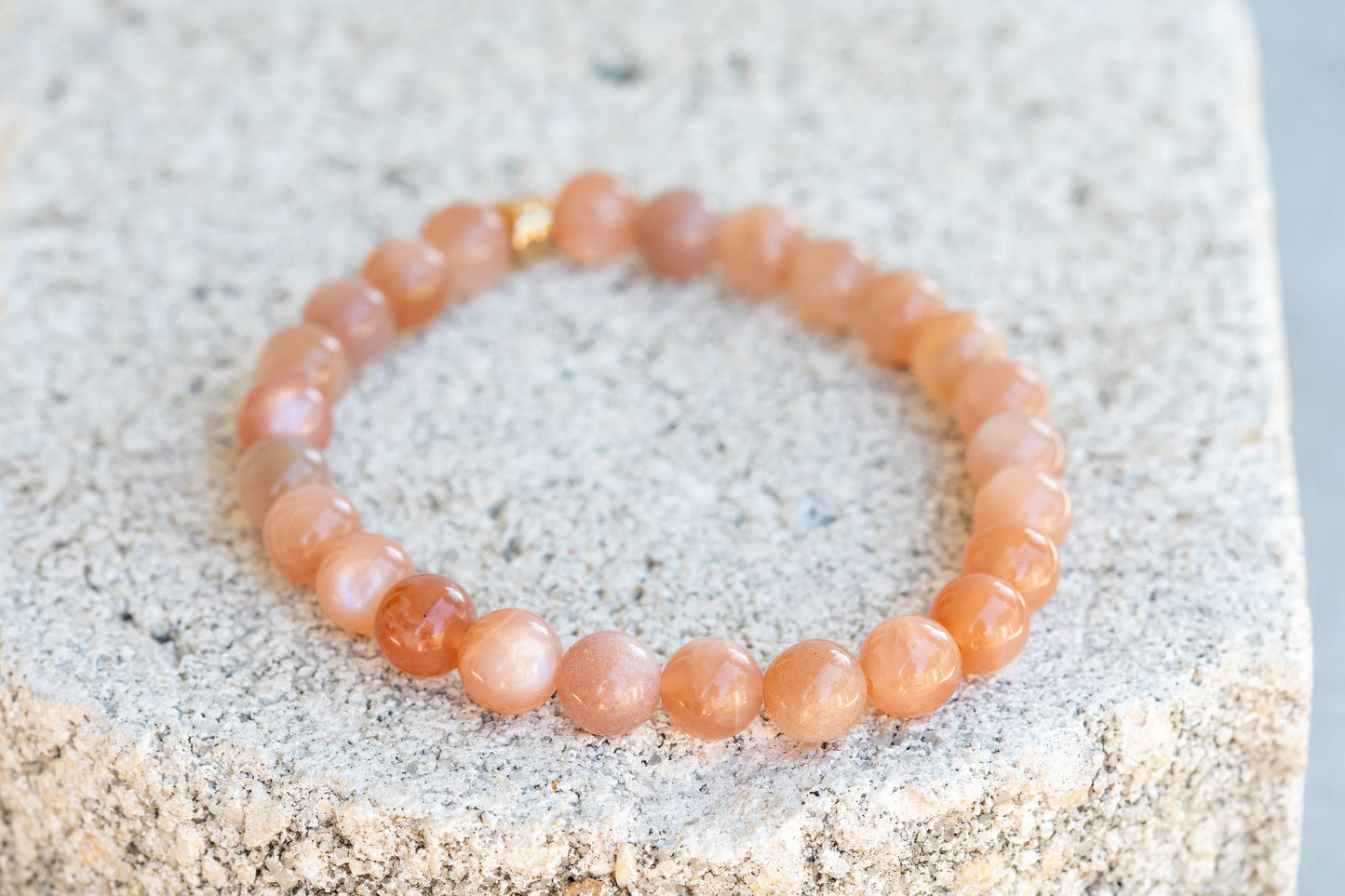 Peach Moonstone Gemstone Crystal Bracelet
