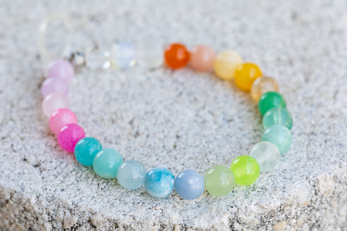 Rainbow Colorful Quartz Gemstone Crystal Bracelet