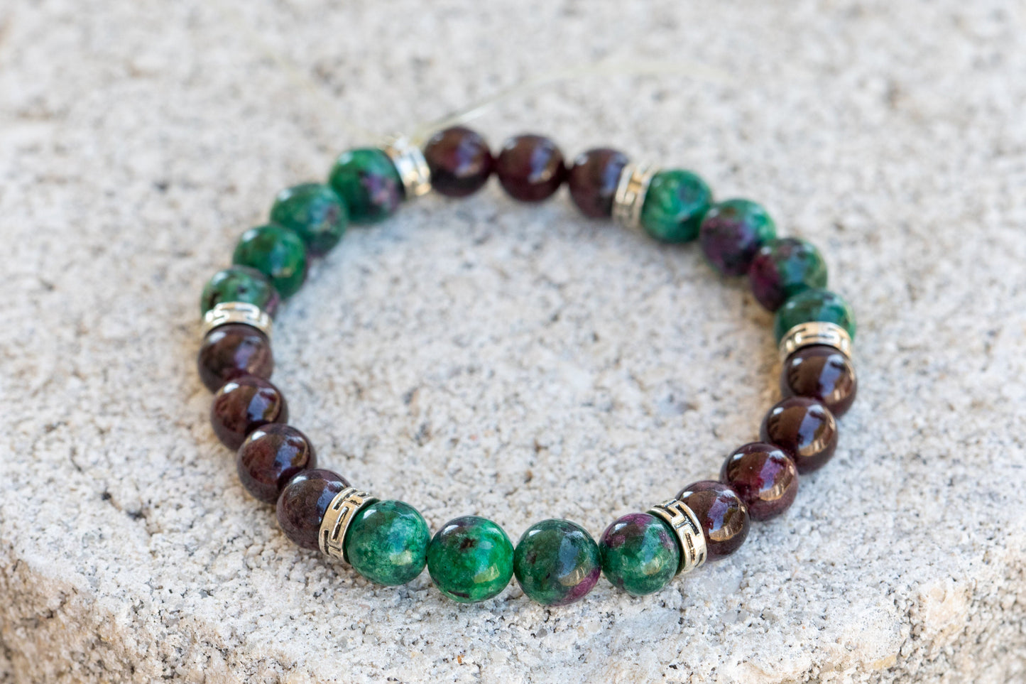 Ruby Zoisite Gemstone Crystal Bracelet