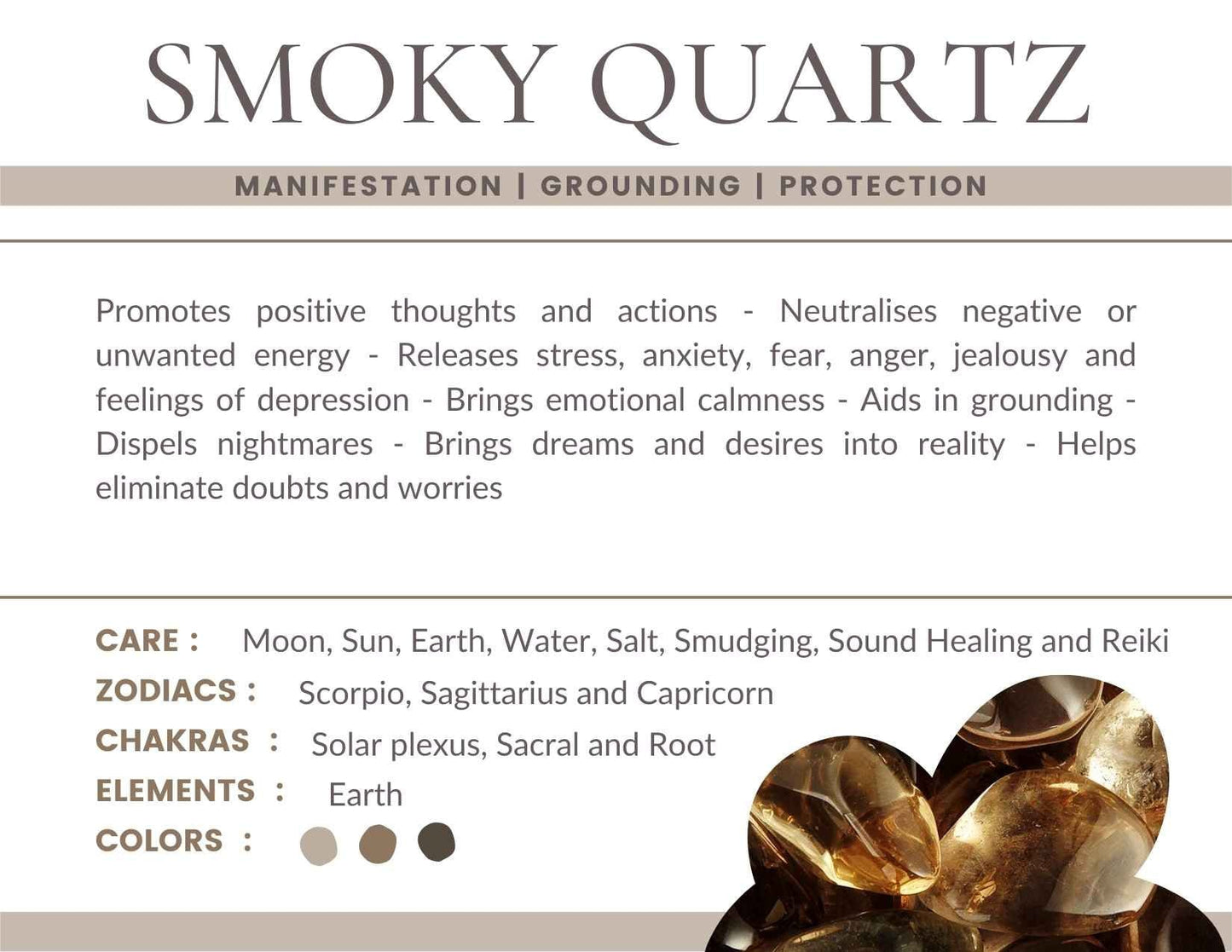 Smoky Quartz Gemstone Crystal Bracelet