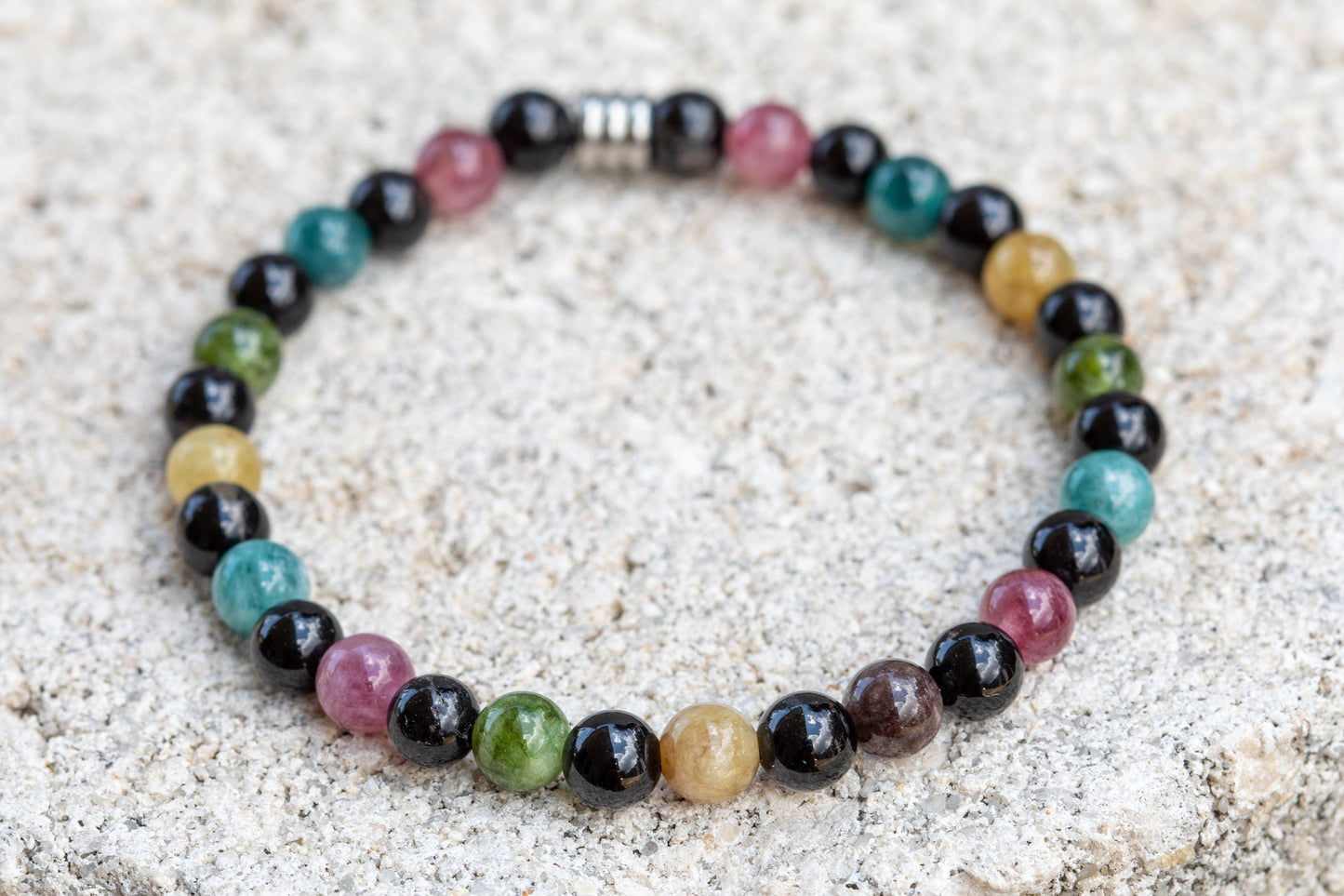 Rainbow Tourmaline Gemstone Crystal Bracelet