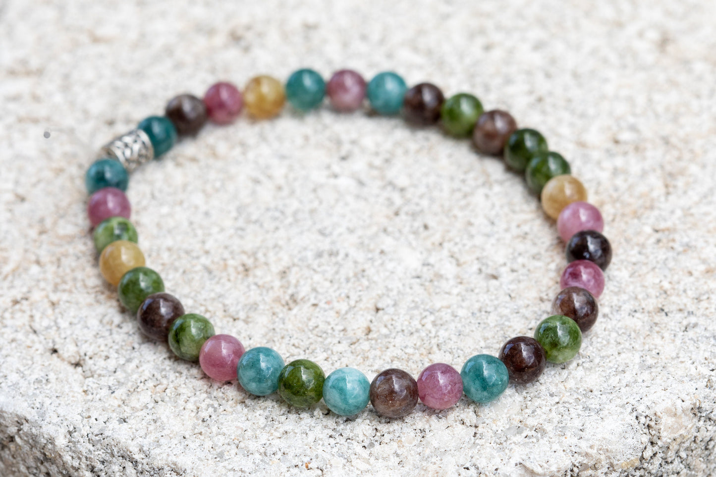 Rainbow Tourmaline Gemstone Crystal Bracelet