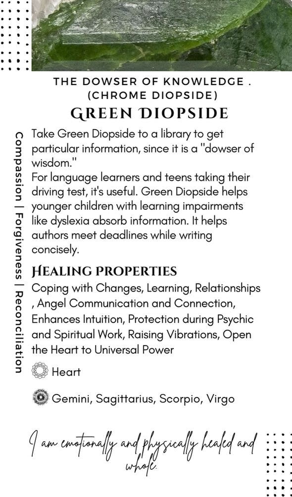 Diopside Gemstone Crystal Bracelet