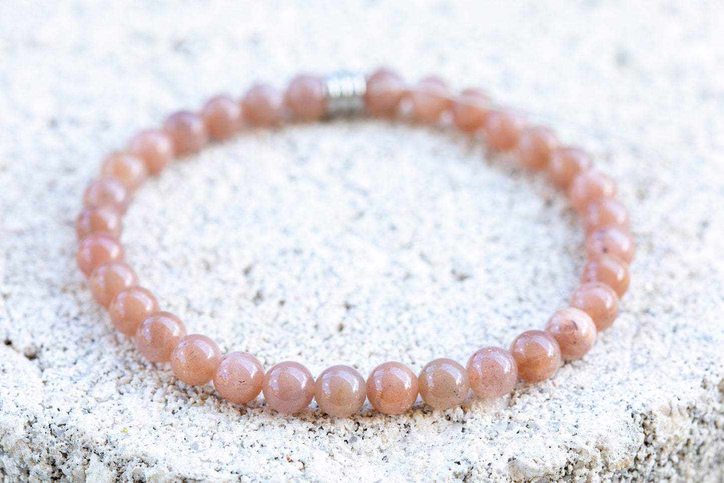 Peach Moonstone Gemstone Crystal Bracelet